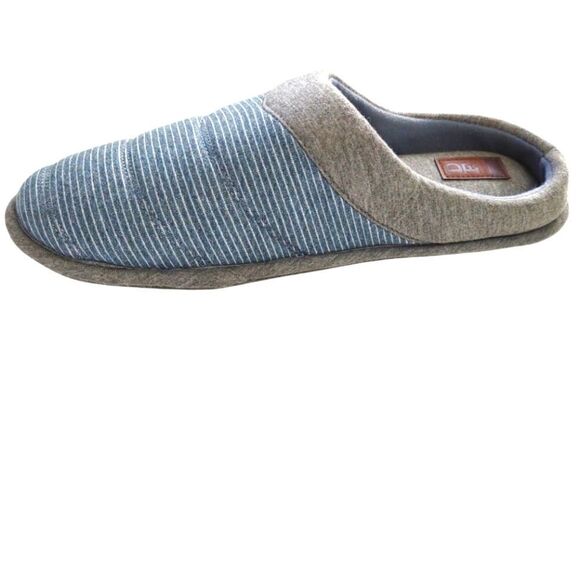 Dearfoams Slippers M 9-10 Slipon Memory Foam Blue, Gray In‎ and Out Soles NEW - Picture 1 of 5